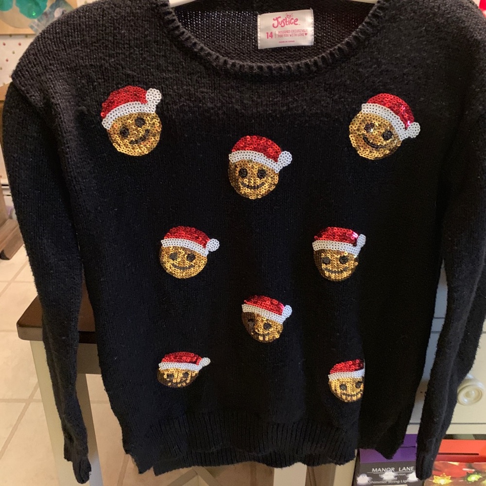 Justice Santa Emoji Sweater
